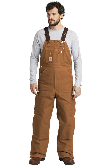 Carhartt Men's    Duck Quilt-Lined Zip-To-Thigh Bib Overalls