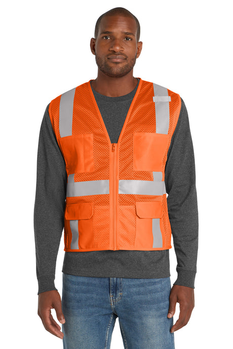 CornerStone Men's    ANSI 107 Class 2 Mesh Six-Pocket Zippered Vest