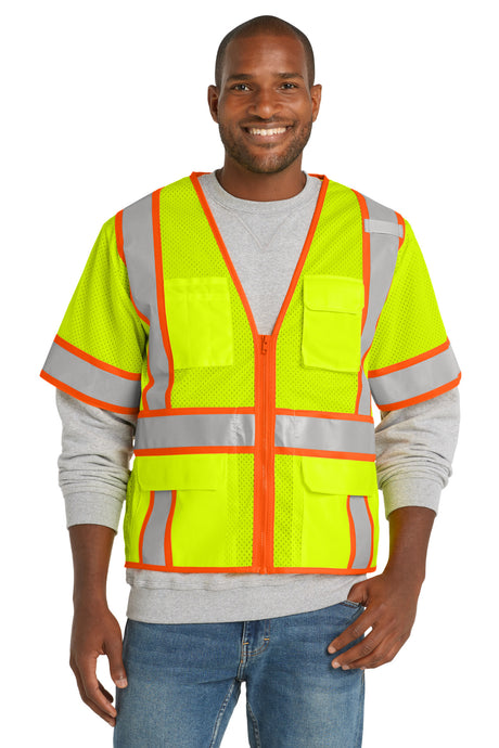 CornerStone Men's    ANSI 107 Class 3 Surveyor Mesh Zippered Two-Tone Short Sleeve Vest