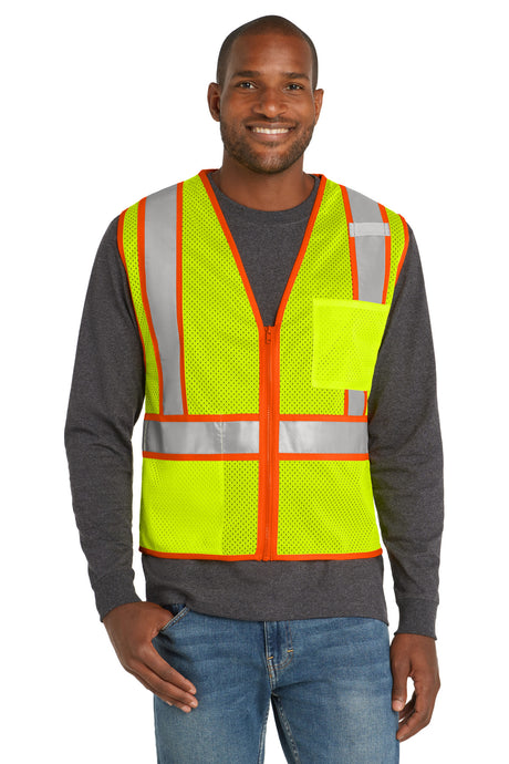 CornerStone Men's    ANSI 107 Class 2 Mesh Zippered Two-Tone Vest