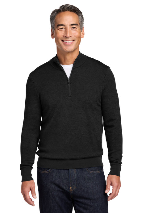 Brooks Brothers Men's   Washable Merino Birdseye 1/4-Zip Sweater BB18412
