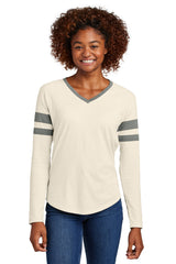 Sport-Tek Women's   Halftime Stripe Long Sleeve V-Neck Tee LST6043