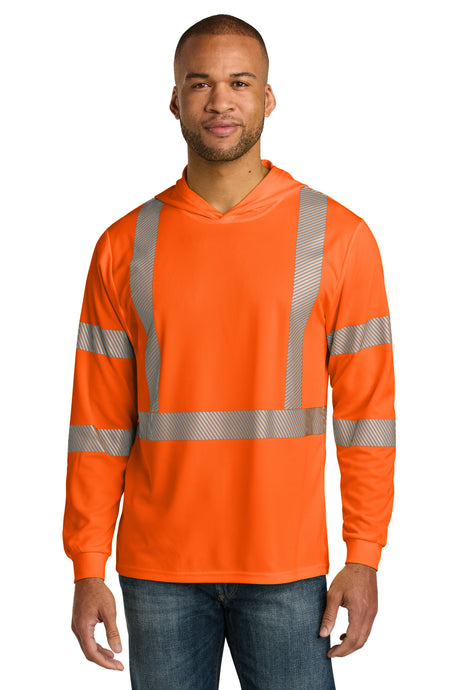 CornerStone Men's   ANSI 107 Class 3 Long Sleeve Segmented Tape Hooded Tee CS208
