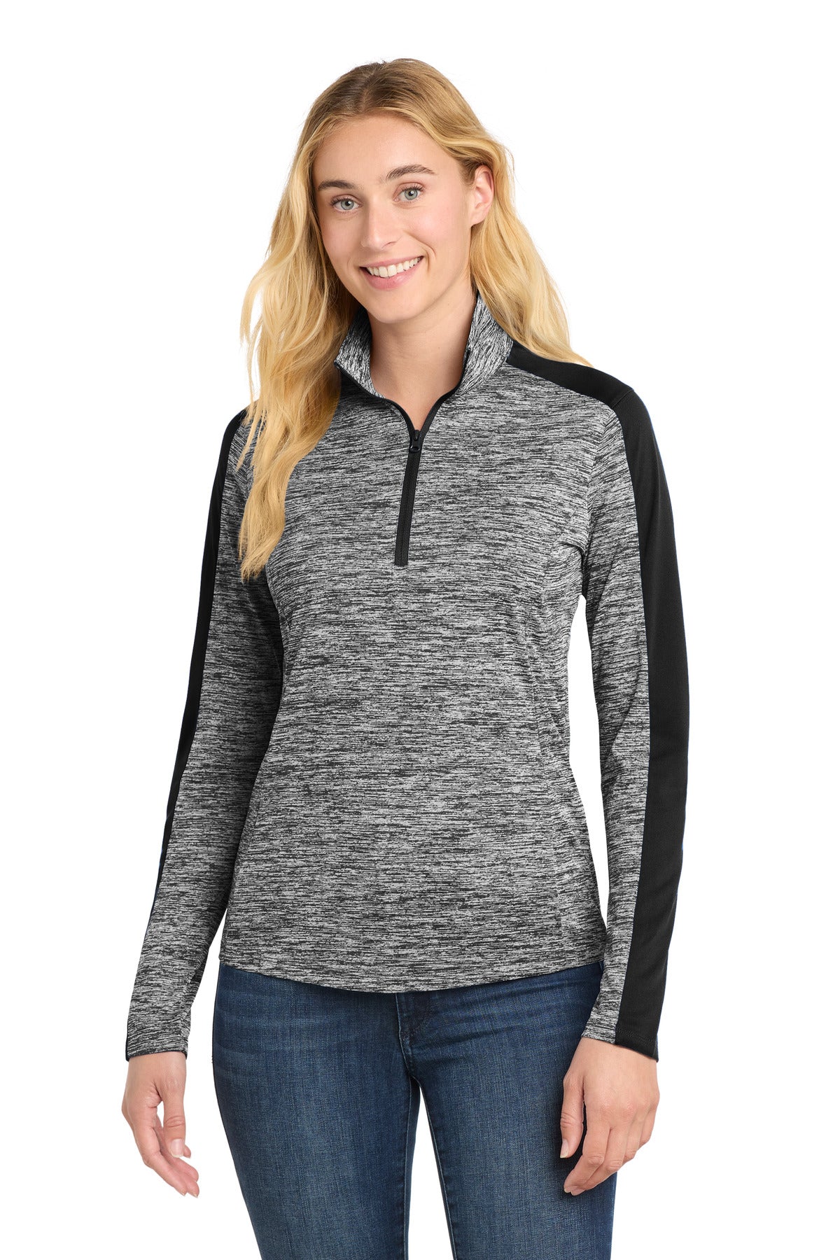 Sport-Tek Women's   PosiCharge   Electric Heather Colorblock 1/4-Zip Pullover