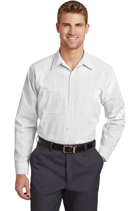 Red Kap Men's Long Sleeve Striped Industrial Work Shirt