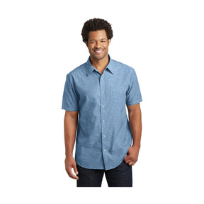 District  Made   Men's Short Sleeve Washed Woven Shirt