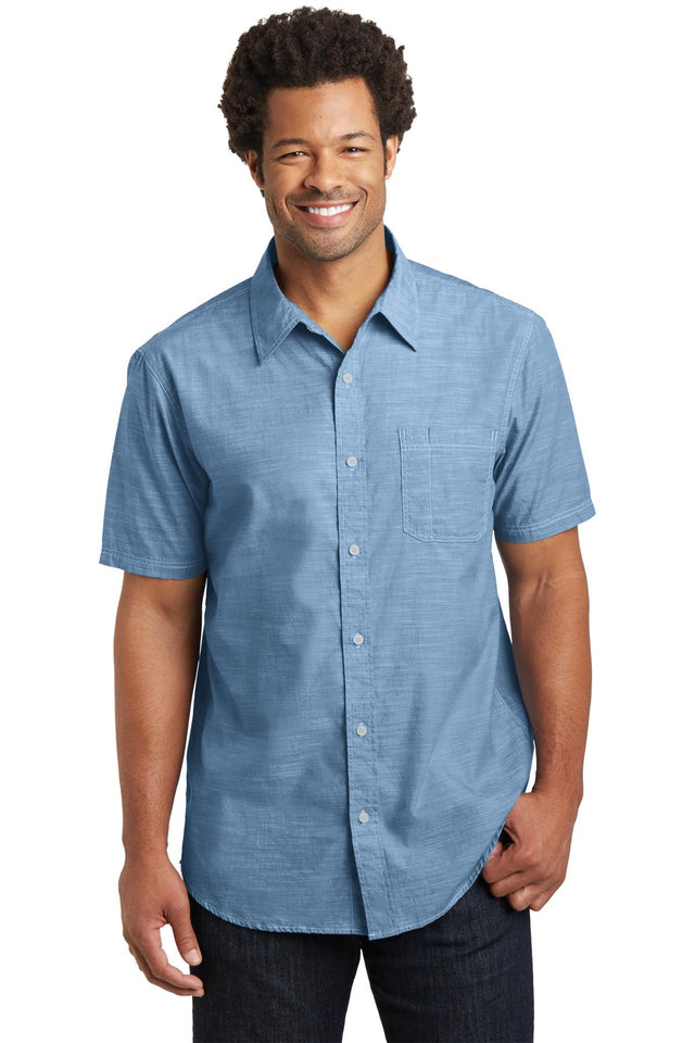 District  Made   Men's Short Sleeve Washed Woven Shirt