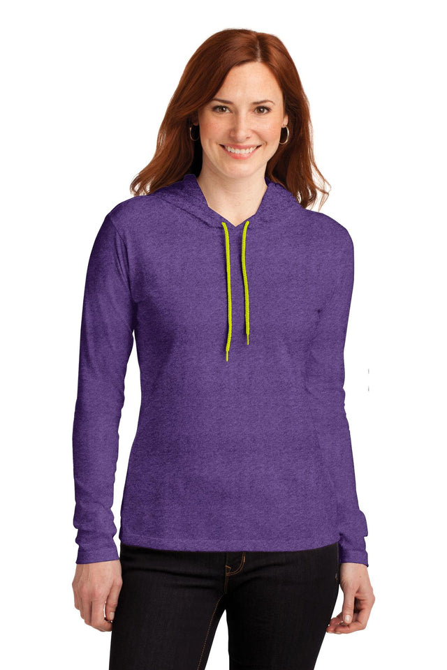 Anvil Women's   100% Combed Ring Spun Cotton Long Sleeve Hooded T-Shirt