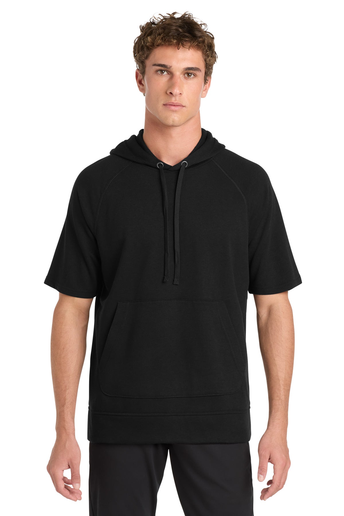 Sport-Tek Men's    PosiCharge    Tri-Blend Wicking Fleece Short Sleeve Hooded Pullover ST297