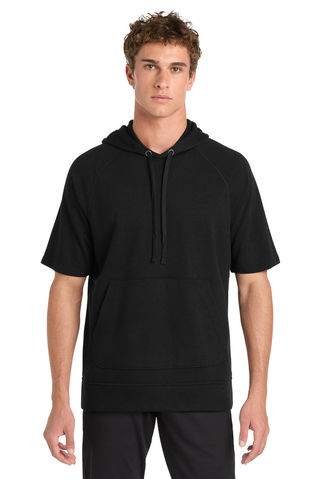 Sport-Tek Men's    PosiCharge    Tri-Blend Wicking Fleece Short Sleeve Hooded Pullover ST297
