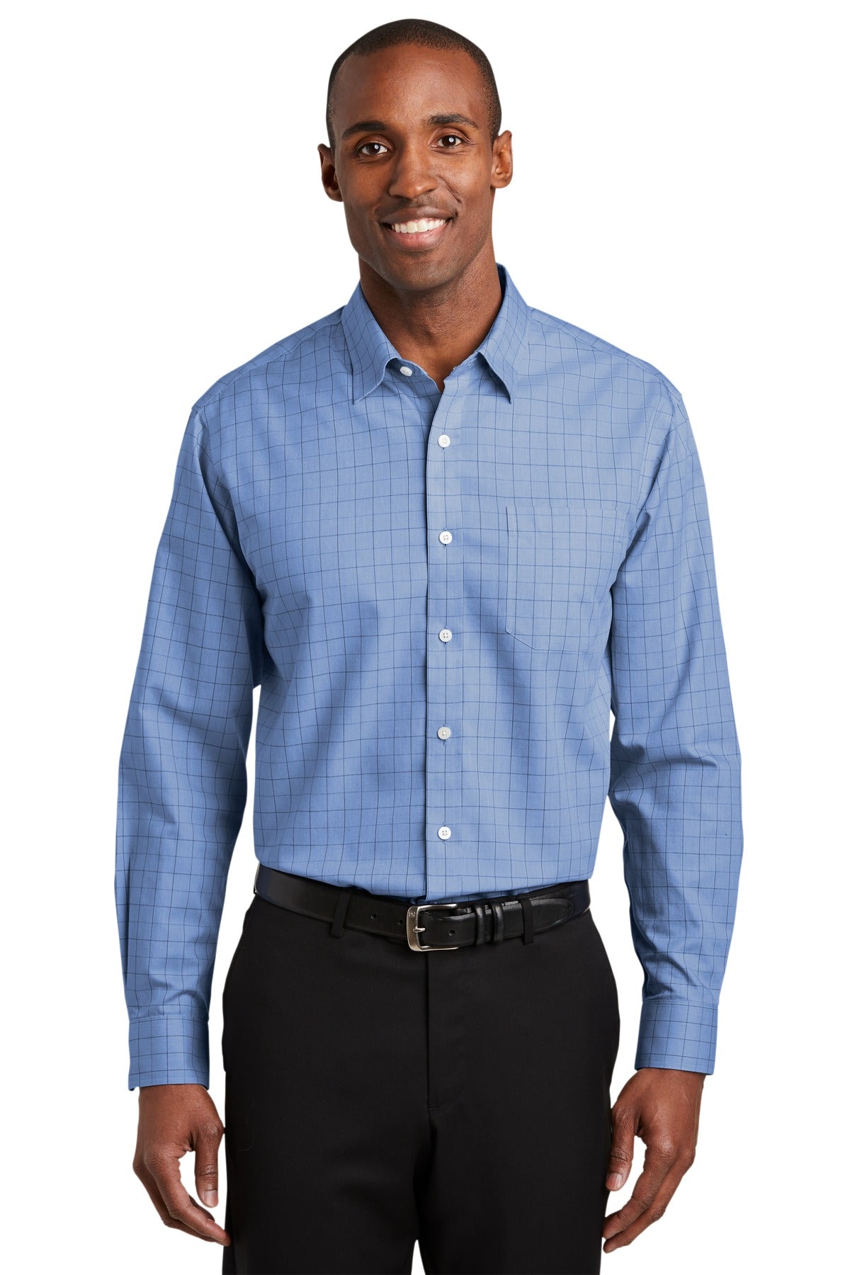Red House Men's   Windowpane Plaid Non-Iron Shirt