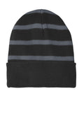 Sport-Tek Men's   Striped Beanie with Solid Band