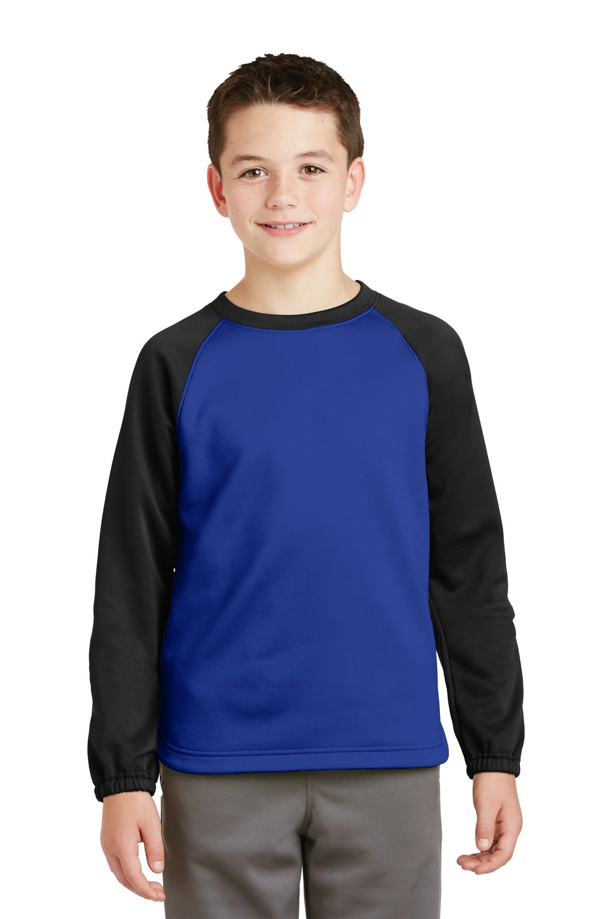 Sport-Tek ®  Youth Sport-Wick ®  Raglan Colorblock Fleece Crewneck