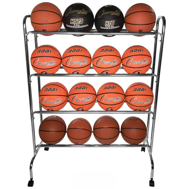 Champion Sports 16 Ball Powder-Coated Ball Cart