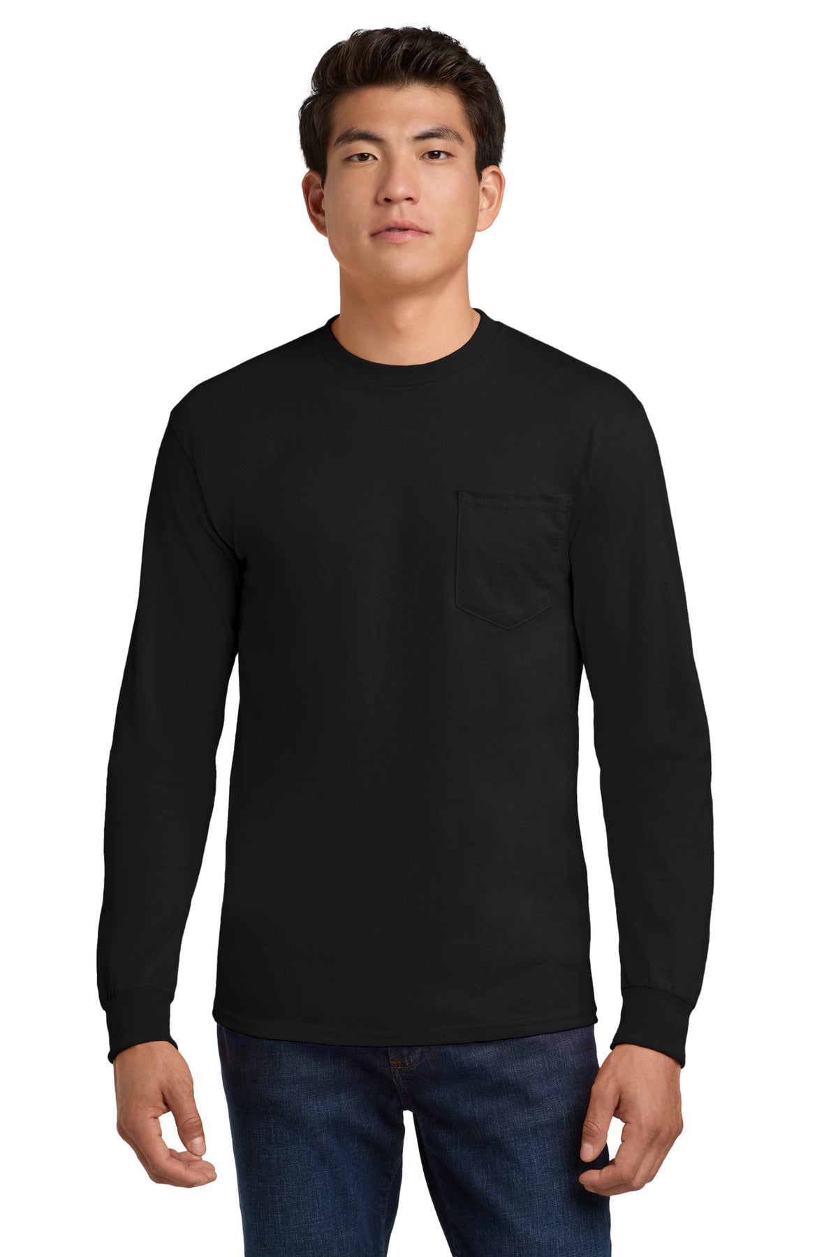 Gildan Men's   Ultra Cotton   100% US Cotton Long Sleeve T-Shirt with Pocket