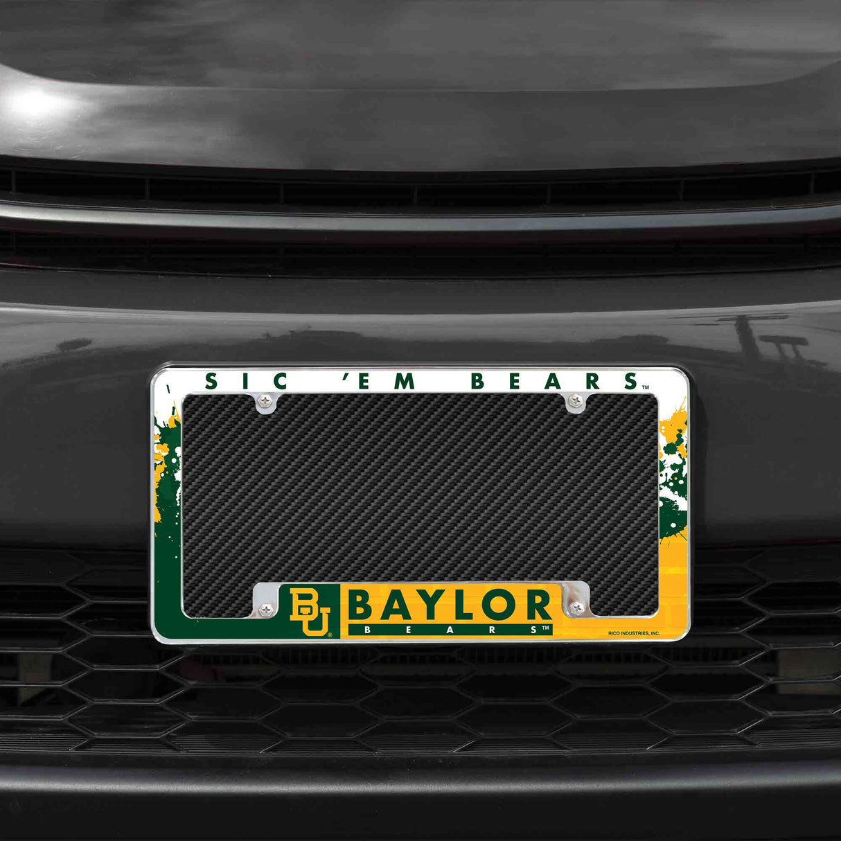 Rico Industries NCAA Baylor Bears Primary 12" x 6" Chrome License Plate Frame-1