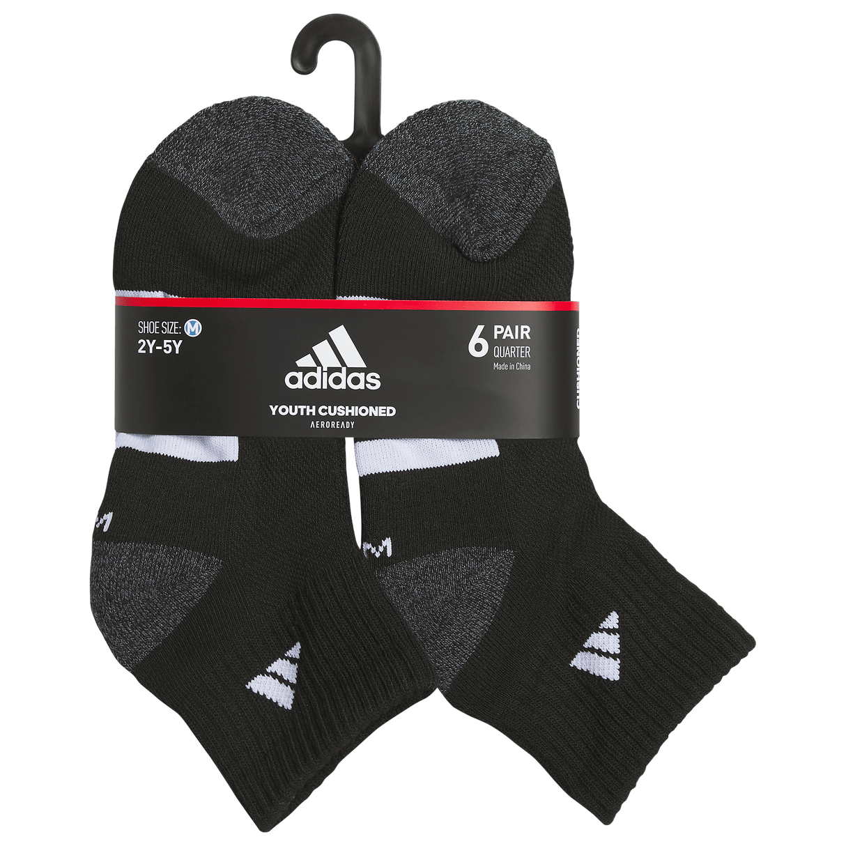 adidas Youth Athletic Cushioned 6-Pack Quarter Sock-6