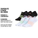 adidas Girl's Superlite 6-Pack No Show Sock-2