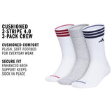 adidas Men's Cushioned 3-Stripe 4.0 3-Pack Crew Sock-2