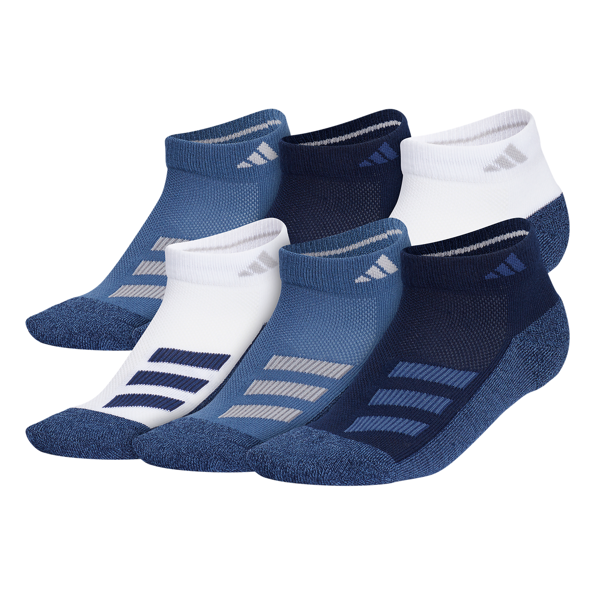 adidas Youth Cushioned Angle Stripe 6-Pack Low Cut Sock-1