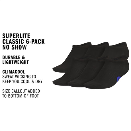 adidas Youth Superlite Classic 6-Pack No Show Sock-2