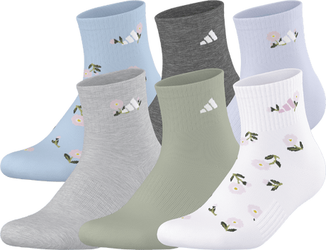 adidas Women's Athletic Cushioned Graphic 6-Pack Quarter Sock-1