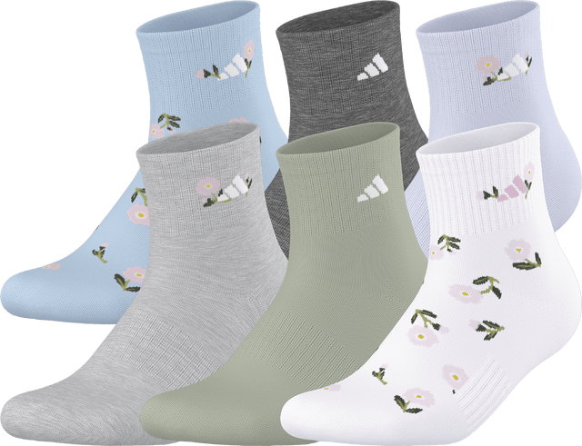 adidas Women's Athletic Cushioned Graphic 6-Pack Quarter Sock-1