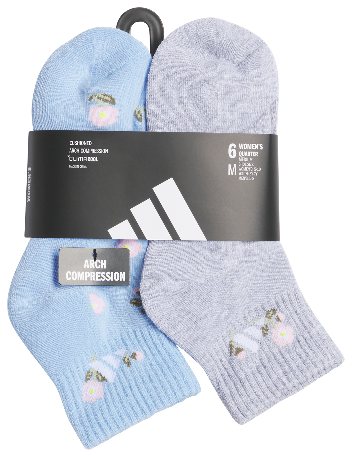 adidas Women's Athletic Cushioned Graphic 6-Pack Quarter Sock-5