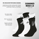 adidas Youth Cushioned Mixed 2.0 6-Pack Crew Sock-2