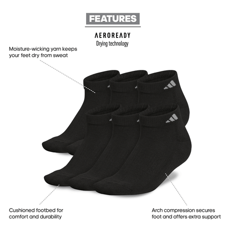 adidas Women's Athletic Cushioned 6-Pack Low Cut Sock-2