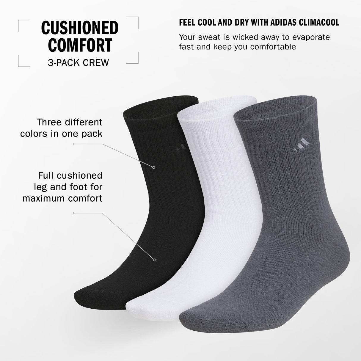 adidas Men's Cushioned Comfort 3-Pack Crew Sock-2