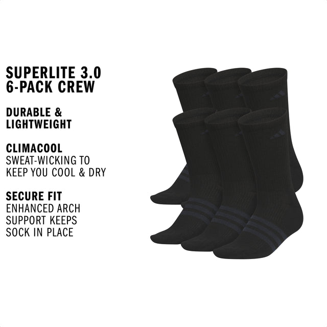 adidas Men's Superlite 3.0 6-Pack Crew Sock-2