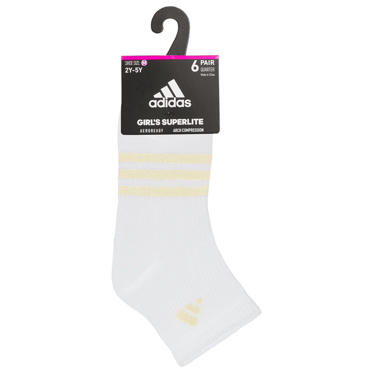 adidas Girl's Superlite 3.0 6-Pack Quarter Sock-8