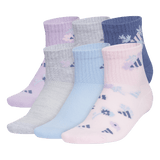 adidas Girl's Cushioned Graphic 6-Pack Quarter Sock-1