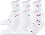 adidas Girl's Cushioned Graphic 2.0 6-Pack Quarter Sock-1