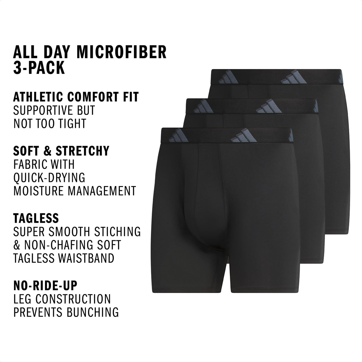 adidas Men's All Day Microfiber 3-Pack Boxer Brief-2