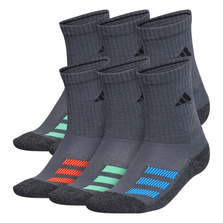 adidas Youth Cushioned Angle Stripe 6-Pack Crew Sock-1