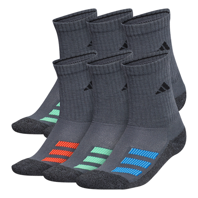 adidas Youth Cushioned Angle Stripe 6-Pack Crew Sock-1