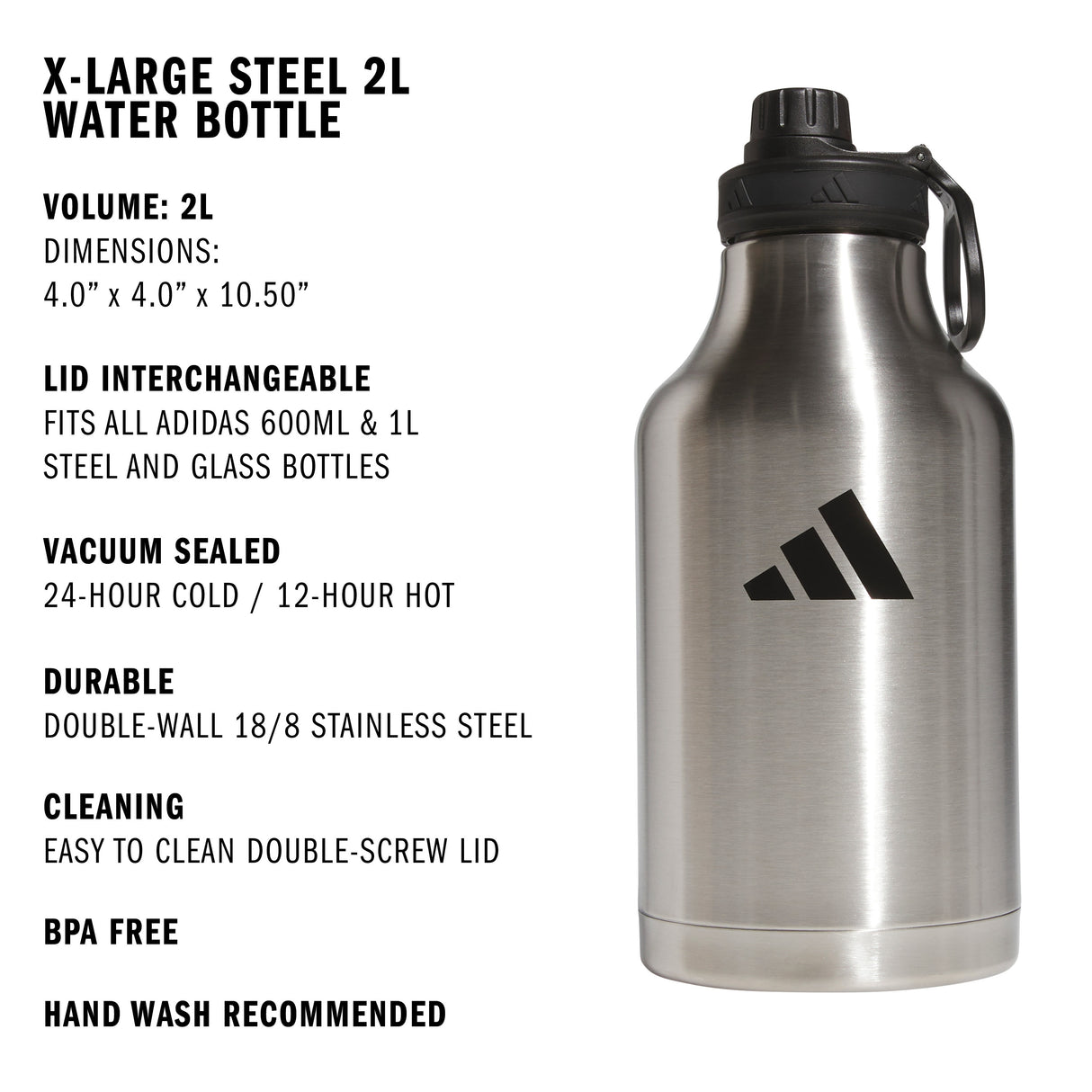 adidas XL Steel 2L Metal Bottle-2