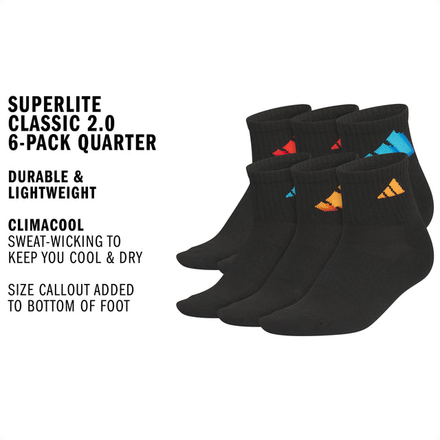 adidas Youth Superlite Classic 2.0 6-Pack Quarter Sock-2
