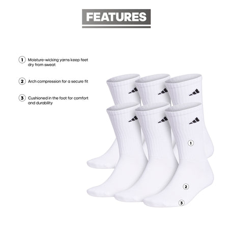 adidas Men's Athletic Cushioned 6-Pack Crew Sock-2