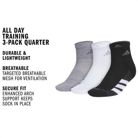 adidas Women's All Day Training 3-Pack Quarter Sock-2