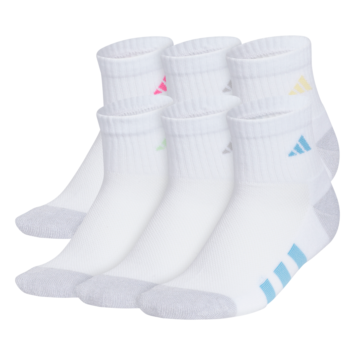 adidas Girl's Athletic Cushioned 6-Pack Quarter Sock-1