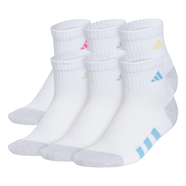 adidas Girl's Athletic Cushioned 6-Pack Quarter Sock-1