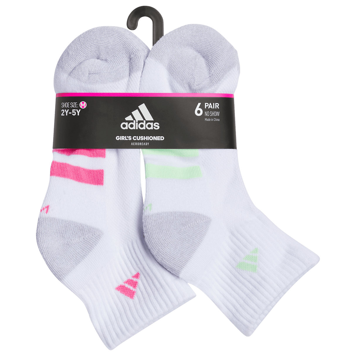 adidas Girl's Athletic Cushioned 6-Pack Quarter Sock-8
