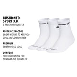 adidas Women's Cushioned Sport 3.0 3-Pack High Quarter Sock-2