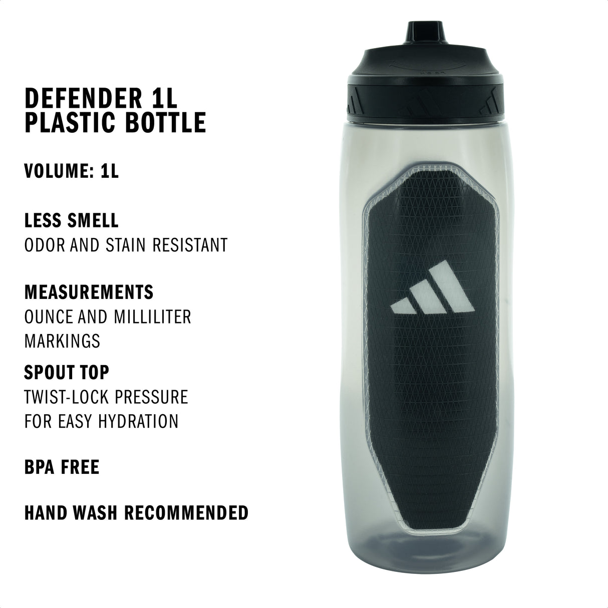 adidas Defender 1L Plastic Bottle-2