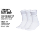 adidas Women's Cushioned 3-Stripe 4.0 3-Pack Crew Sock-2