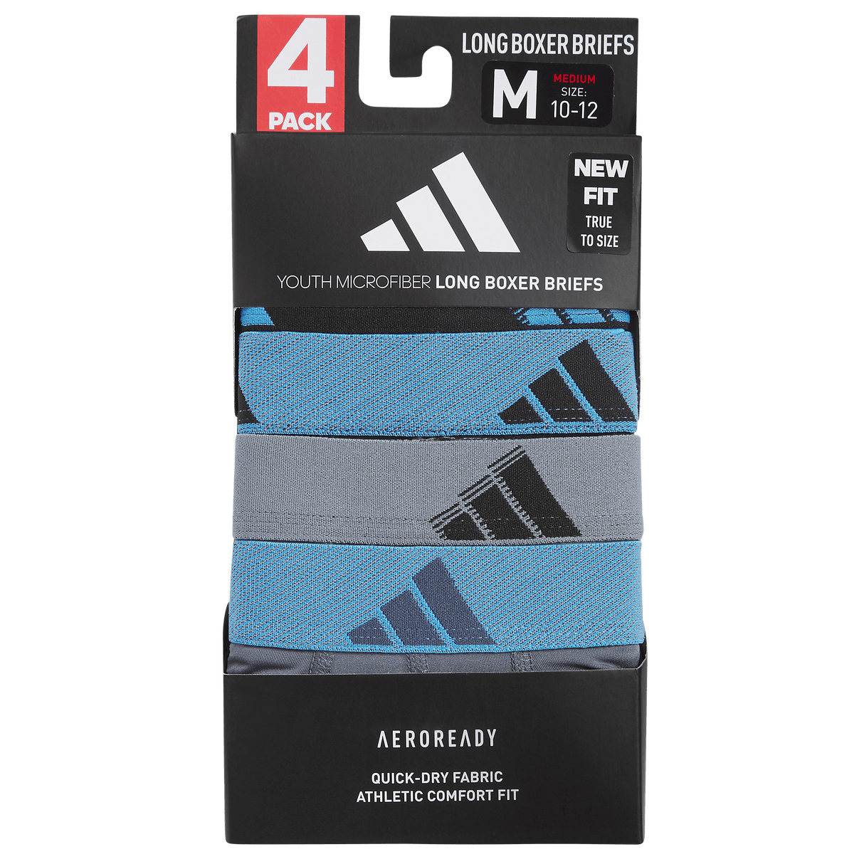 adidas Youth Microfiber 4-Pack Long Boxer Brief-4
