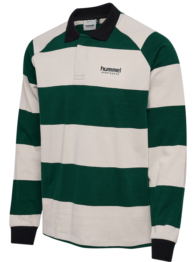 hummel Men's Loose Striped Long Sleeve Polo-1